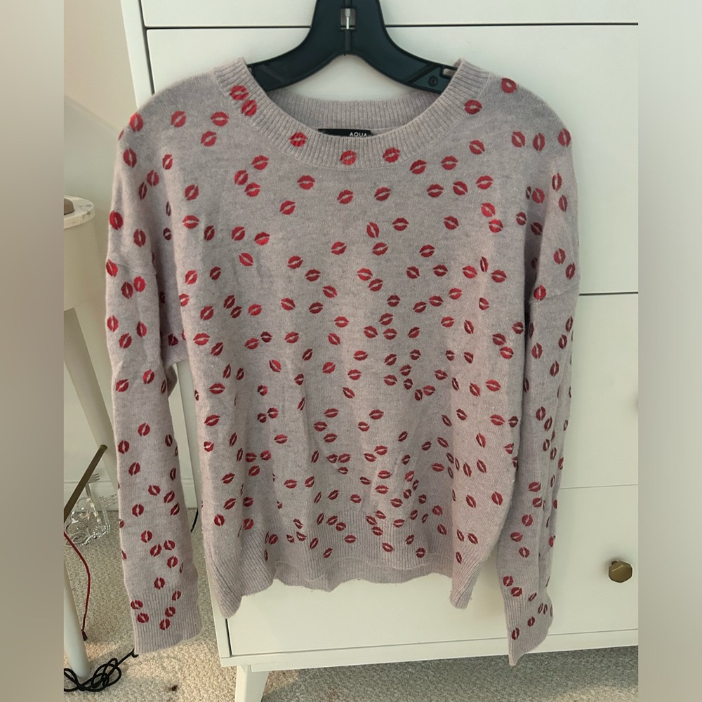 Aqua cashmere lips sweater